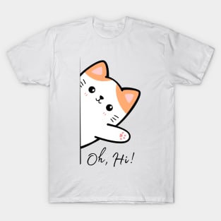 Cute Cat Waving Hello T-Shirt